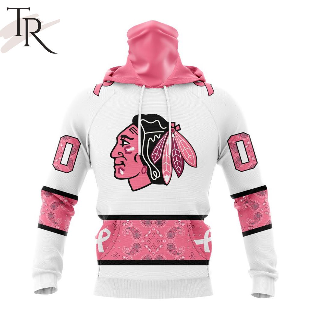 New 2025 NEW] Personalized NHL Chicago Blackhawks In Classic Style With Paisley! IN OCTOBER WE WEAR PINK BREAST CANCER Custom Hoodie - Image 4